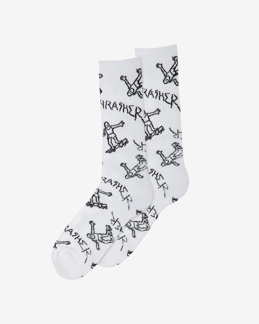 Thrasher gonz logo crew sock