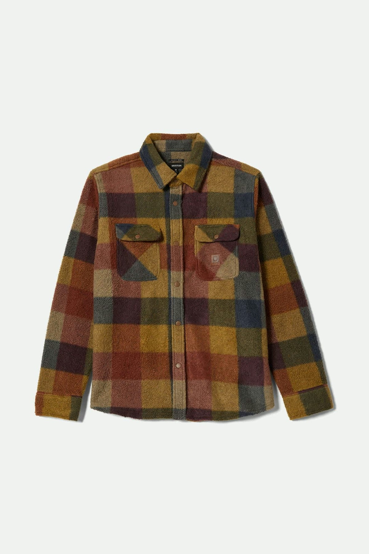 Brixton Bowery L_S Arctic stretch Flee Rust_copper plaid